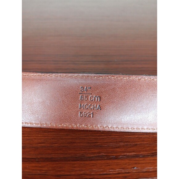 Coach Belt Mens 34 Brown Mocha Textured Cowhide Leather Brass Buckle USA - Picture 5 of 5